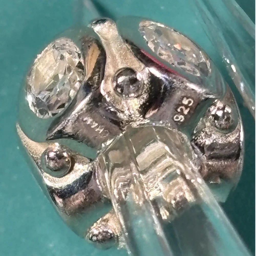 Chamilia Sterling Silver 925 Oval Cubic Zirconia Studded Barrel Slide Charm Bead